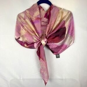 Vince Camuto Polyester Scarf 58" X 18" Rectangular Pink Burgundy Floral Silky